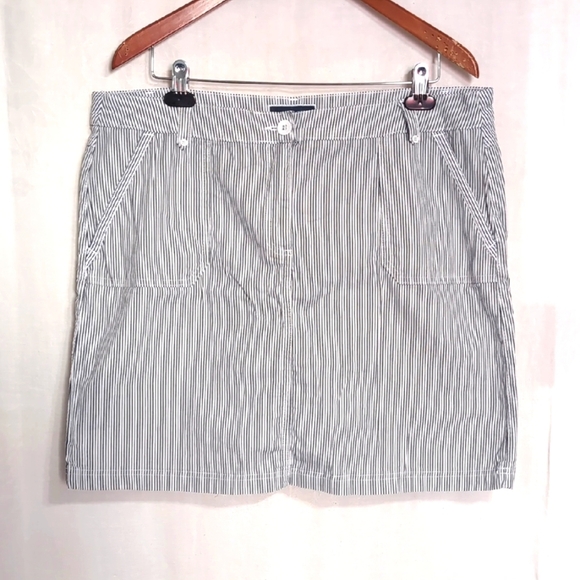 Karen Scott Blue White Striped Cotton Blend Skort Size 14 - Picture 1 of 6